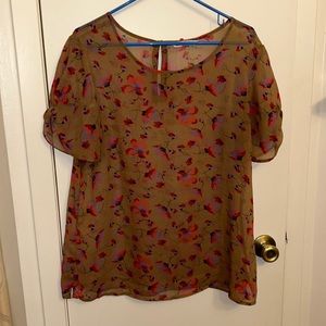 Brown floral blouse